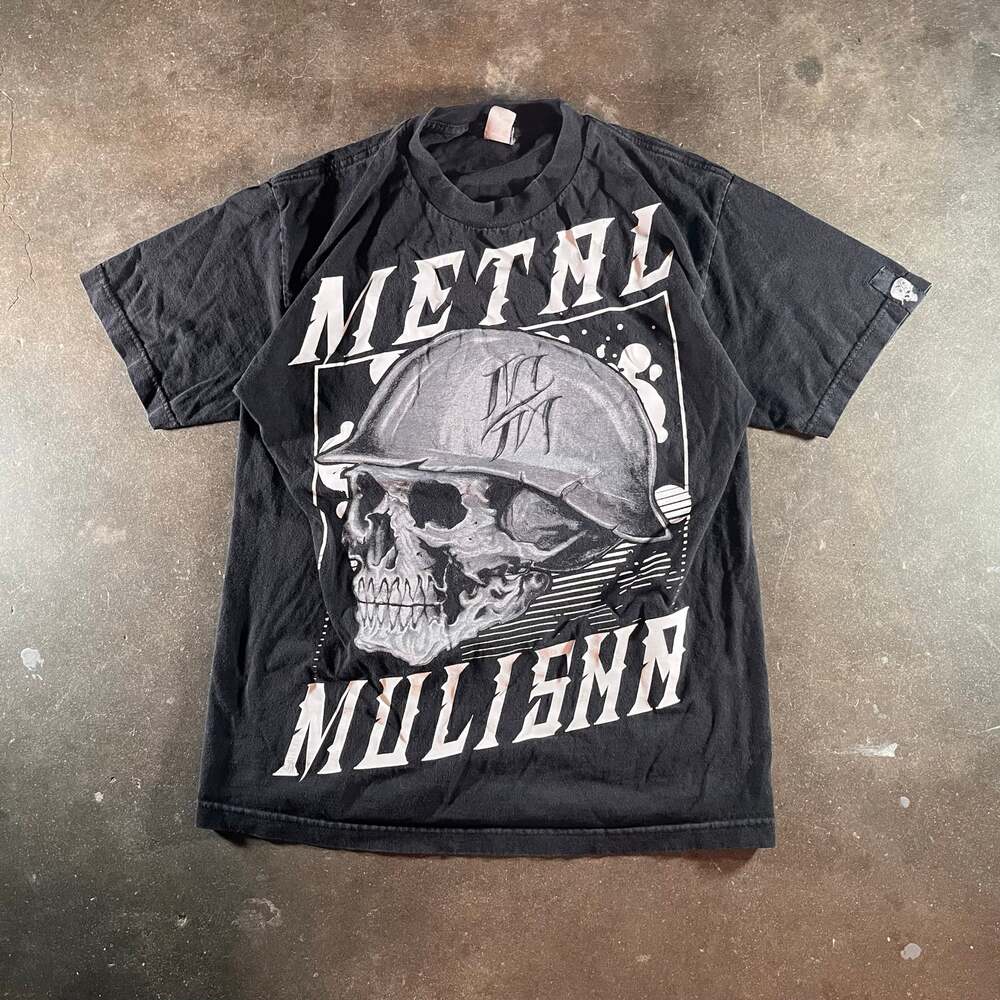 2000s grunge "metal mulisha" skater skull black/white graphic tshirt mens medium